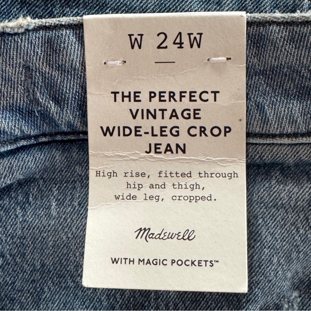 Madewell NT157 The Perfect Vintage Wide-Leg Crop Jeans Hallstead Wash (24W) - Picture 12 of 17